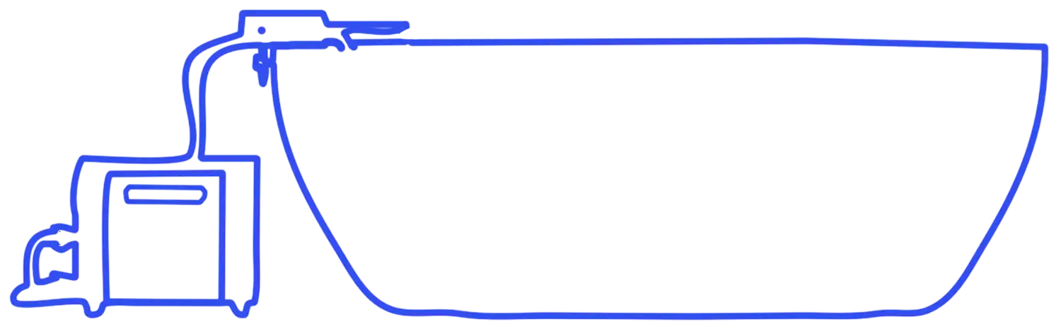 View of chiller and tub animated to change from a drawing to wireframe to picture